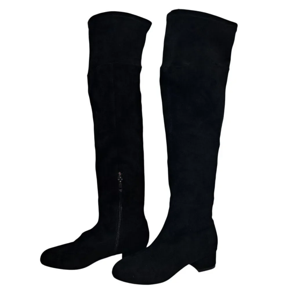 Anthropologie Raven Gothic Preppy Glam Casual Knee High  Boots Size 6 Black